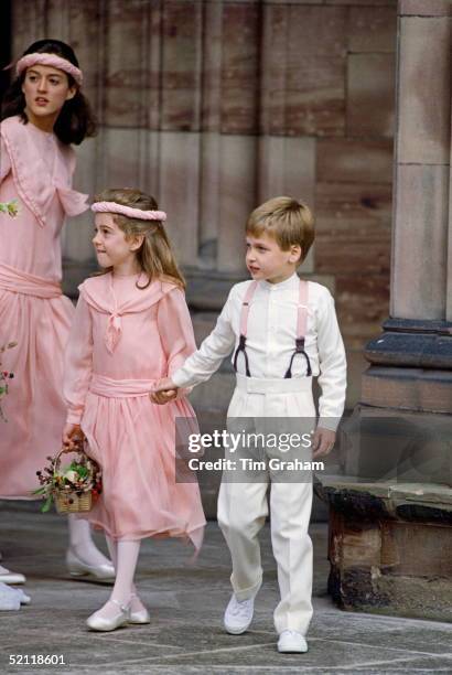 Prince William As A Page Boy At Camilla Dunnes' Wedding At Hereford Cathedral