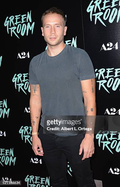 Actor Mark Webber arrives for the Premiere Of A24's "Green Room" held at ArcLight Hollywood on April 13, 2016 in Hollywood, California.