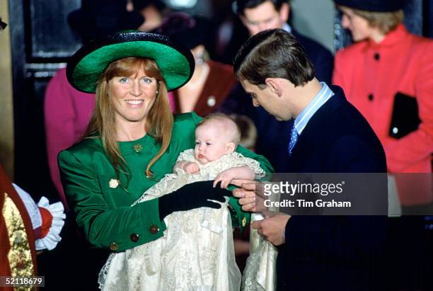 The Duchess Of York And Prince Andrew At The Chapel Royal, St James's Palace, For Princess Beatrice's Christening.
