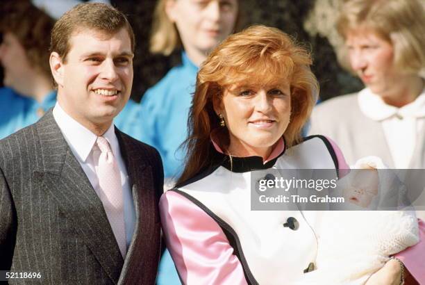 The Duke And Duchess Of York With Their Newborn Daughter Princess Eugenie At The Portland Hospital