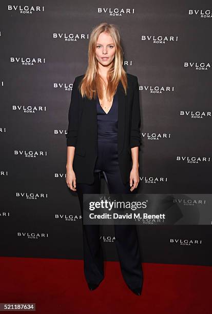 Marloes Horst arrives at the Bulgari flagship store reopening on New Bond Street on April 14, 2016 in London, England.