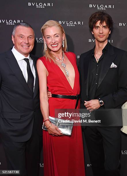 Bulgari CEO Jean Christophe Babin, Princess Lilly Zu Sayn Wittgenstein Berleburg, carrying a Bulgari bag and wearing Bulgari jewellery, and David...