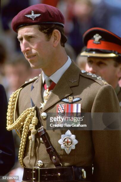 Prince Charles In Uniform As Colonel-in-chief Of The Parachute Regiment During Commemorations In Ranville, France