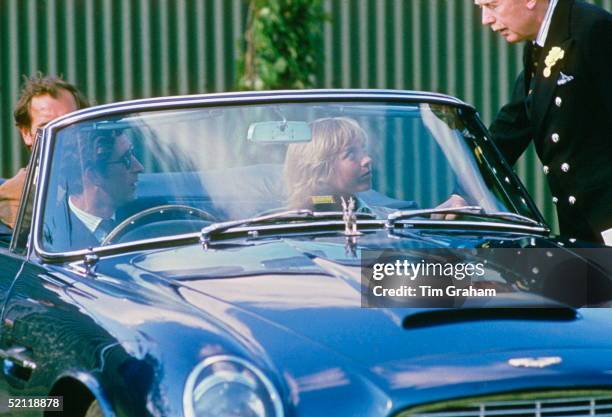 Prince Charles With Davina Sheffield, His Girlfriend, At Smith's Lawn, Windsor .in His Aston Martin Db5 Volante Convertible Sports Car A 21st...