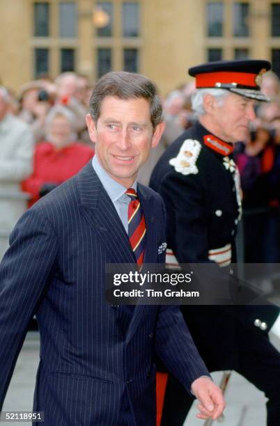 Prince Charles With The Lord Lieutenant Of Oxfordshire Visiting The Smithsonian Institute In Oxford