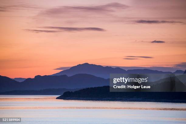 fjord landscape at dusk - bergen norway stock pictures, royalty-free photos & images