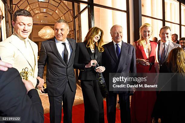 Luke Evans, wearing a Bulgari watch,, Bulgari CEO Jean Christophe Babin, Carla Bruni, wearing Bulgari jewellery,, Nicola Bulgari, Princess Lilly Zu...