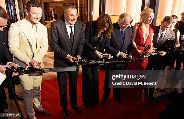 Luke Evans, wearing a Bulgari watch,, Bulgari CEO Jean Christophe Babin, Carla Bruni, wearing Bulgari jewellery,, Nicola Bulgari, Princess Lilly Zu...