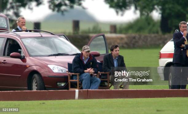 Prince William Sitting With A Friend To Watch His Father Playing In A Charity Polo Match. Near Him Is Personal Protection Officer Inspector Tim Nash...