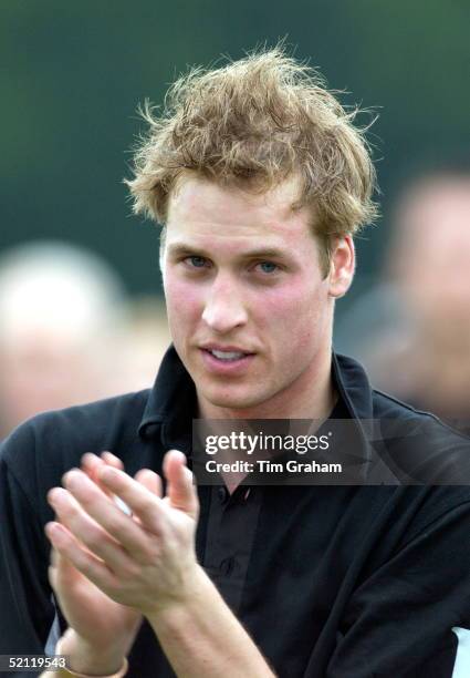 Prince William A Handsome Portrait After Polo At The Beaufort Polo Club As He Applauds At The Prizegiving.