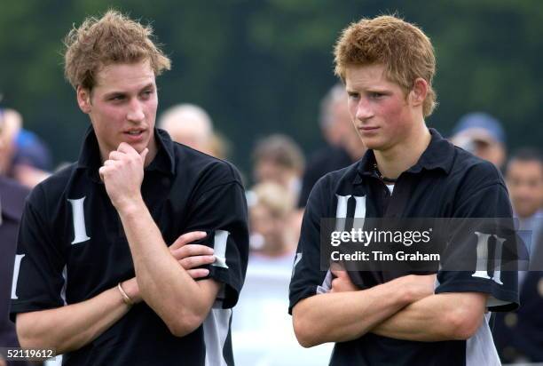 Prince William And Prince Harry Looking Tired After Playing For The Mercedes-amg Polo Team The Beaufort Team At Beaufort Polo Club.