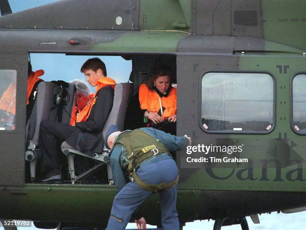 Prince William And Tiggy Legge-bourke On Board The Helicopter For Their Departure From Vancouver, Canada.