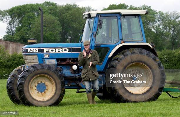 Prince William In Countryman Outfit Of Tweed Cap And Waxed Jacket Visiting The Duchy Home Farm On His Father's Duchy Of Cornwall Estate Near His Home...