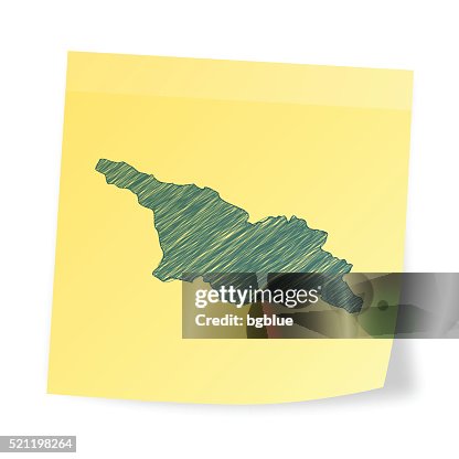Georgia map on sticky note with scribble effect Georgia map on sticky note with scribble effect