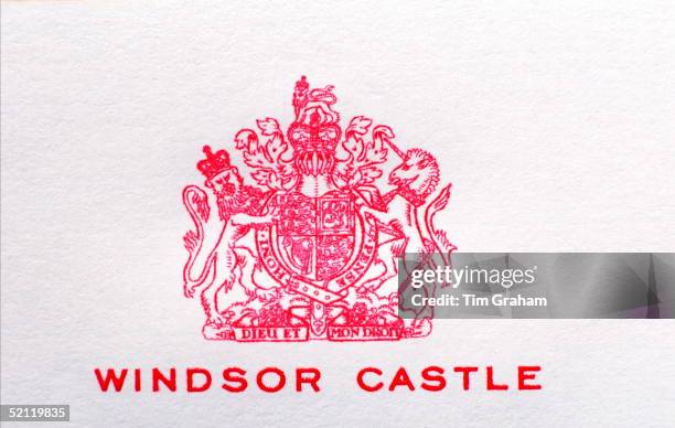 Official Letterhead For Windsor Castle, The Residence And Home Of Queen Elizabeth II Circa 2000s. The Royal Arms Are Centred At The Top Of The Page...