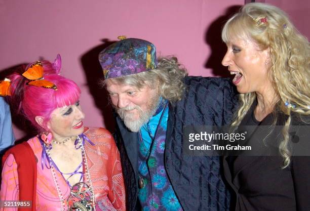 Fashion Designer Zandra Rhodes Attends The Opening Of The Fashion And Textile Museum. She Is With The Marquis Of Bath And Ulla Turner .