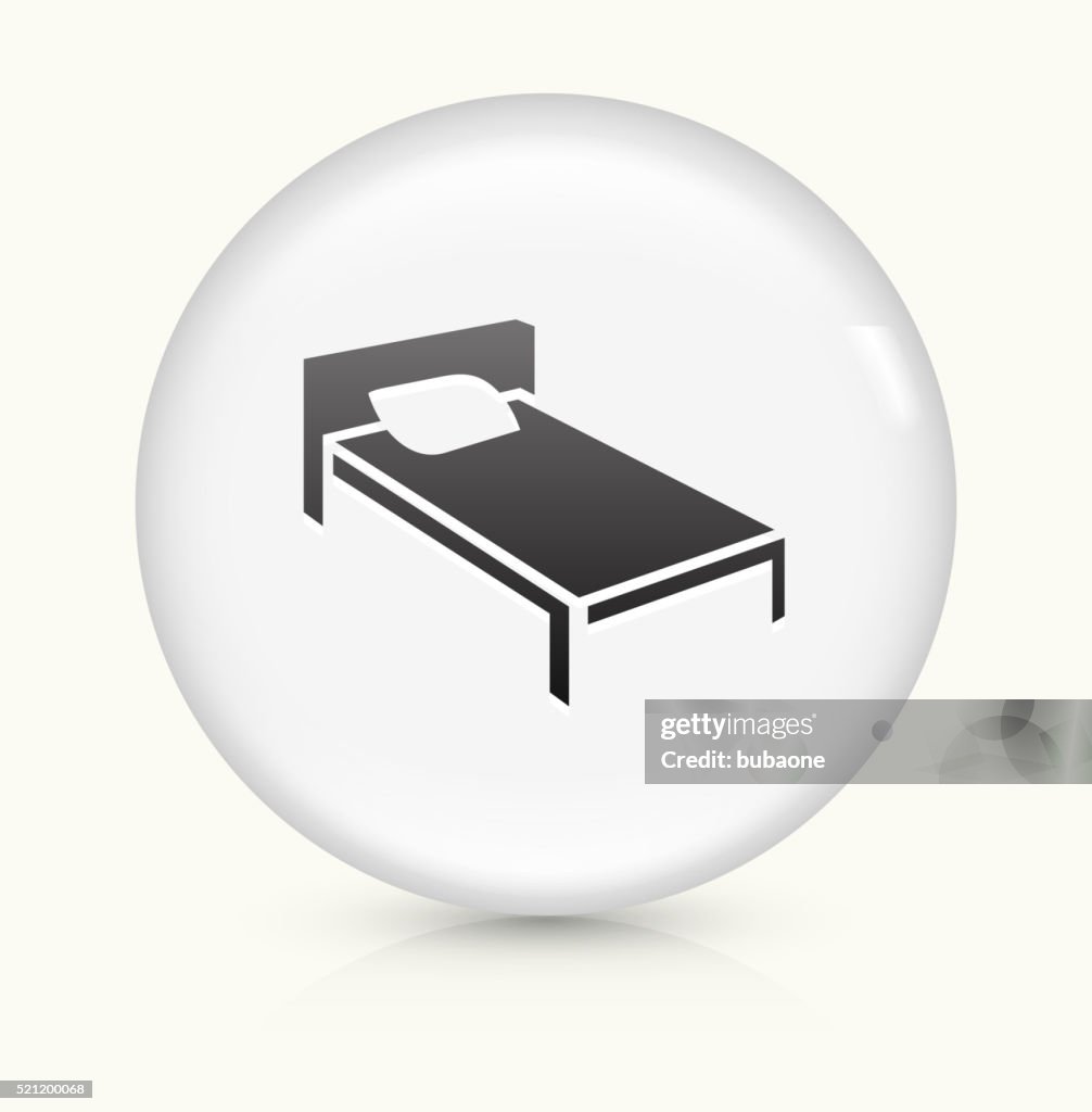 Bed icon on white round vector button