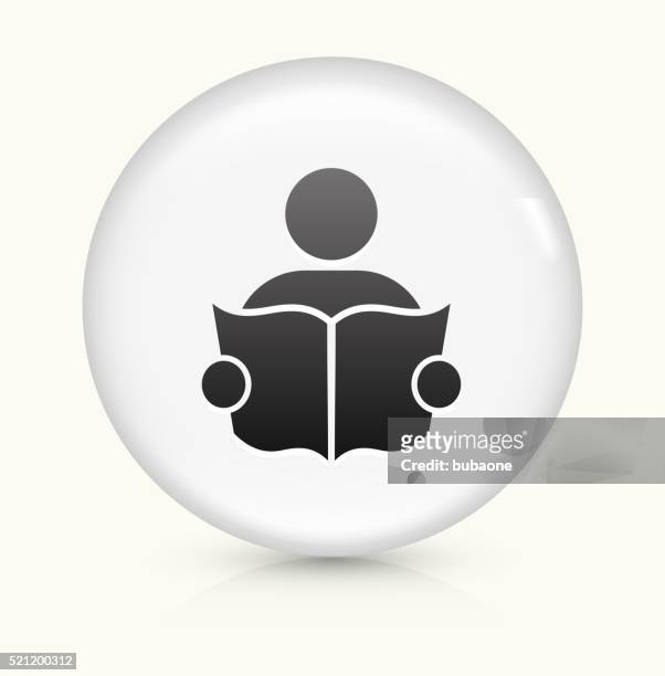 person reading icon on white round vector button - singer icon stock illustrations