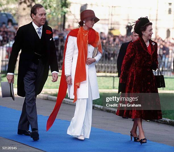 Princess Margaret With Lord Snowdon And Their Daughter Lady Sarah Armstrong-jones Attending The Wedding Of Their Son Lord Linley