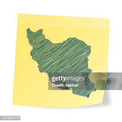 Iran map on sticky note with scribble effect Iran map on sticky note with scribble effect
