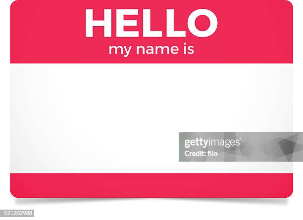 ilustraciones, imágenes clip art, dibujos animados e iconos de stock de hello my name is - identidad