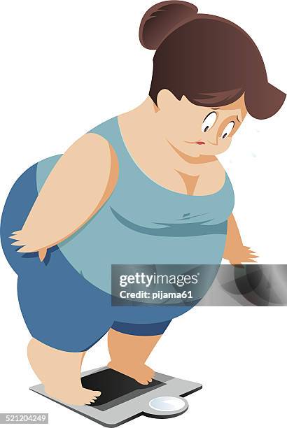 overweight - bathroom scales stock illustrations