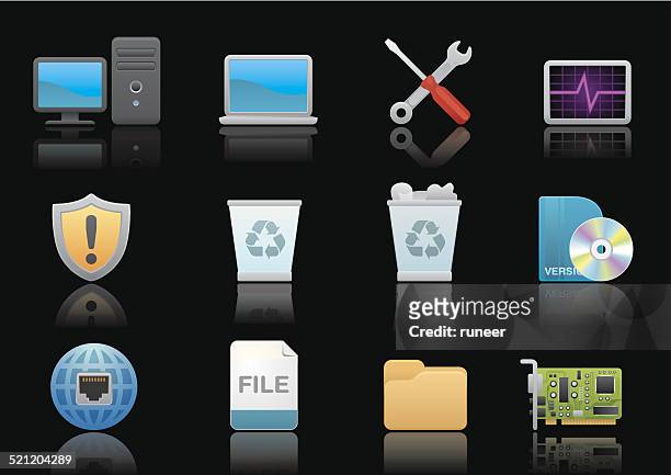 computer icons/premium black-serie - computer stock-grafiken, -clipart, -cartoons und -symbole