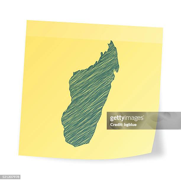 madagascar map on sticky note with scribble effect - antananarivo stock illustrations