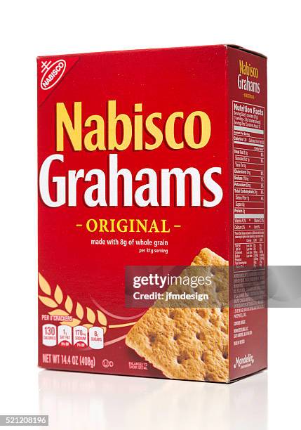nabisco grahams original box side - crackers stock pictures, royalty-free photos & images
