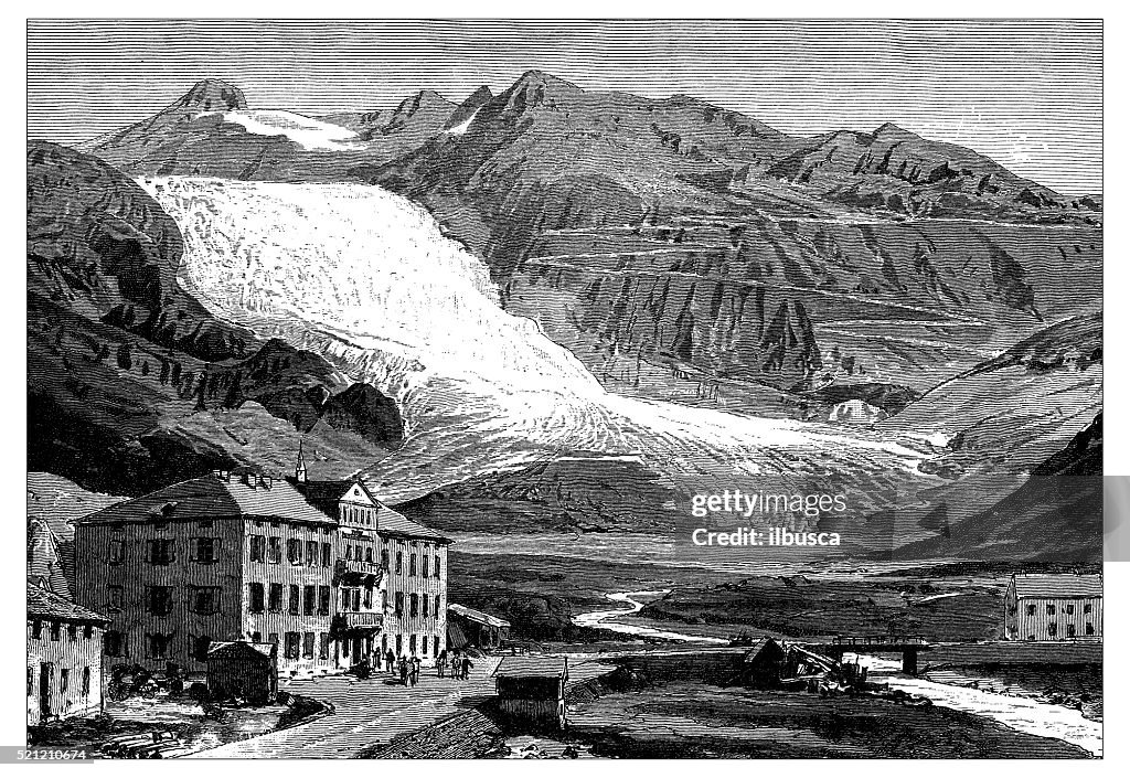 Antique illustration of Switzerland: Glacier du Rhone
