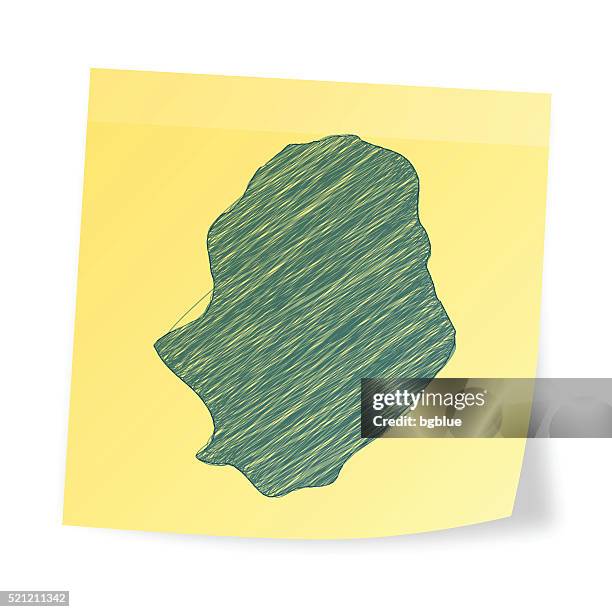 niue map on sticky note with scribble effect - samoa stock illustrations