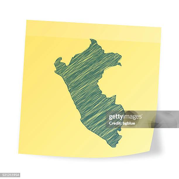 peru map on sticky note with scribble effect - lima stock illustrations