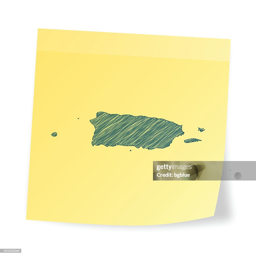 Puerto Rico map on sticky note with scribble effect