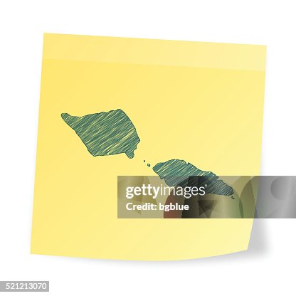 Samoa map on sticky note with scribble effect Samoa map on sticky note with scribble effect