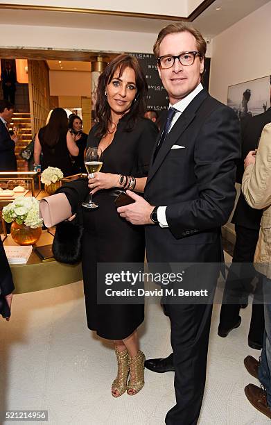 Julie Brangstrup and Vincent Reynes attend the Bulgari flagship store reopening on New Bond Street on April 14, 2016 in London, England.