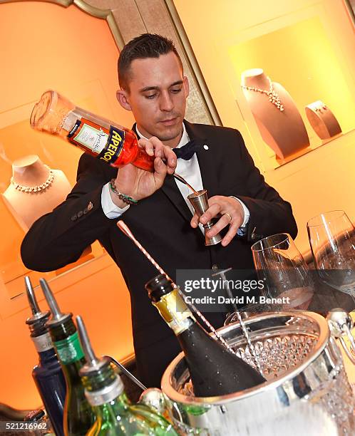 General view of the atmosphere at the Bulgari flagship store reopening on New Bond Street on April 14, 2016 in London, England.