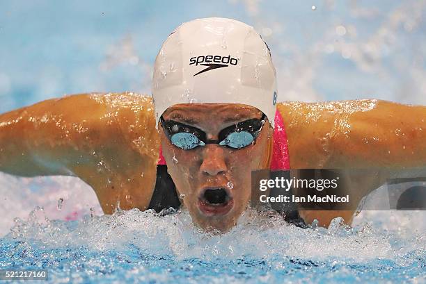 Jemma Lowe competes in the final of the Women's 200m Butterfly during Day Three of The British Swimming Championships at Tollcross International...