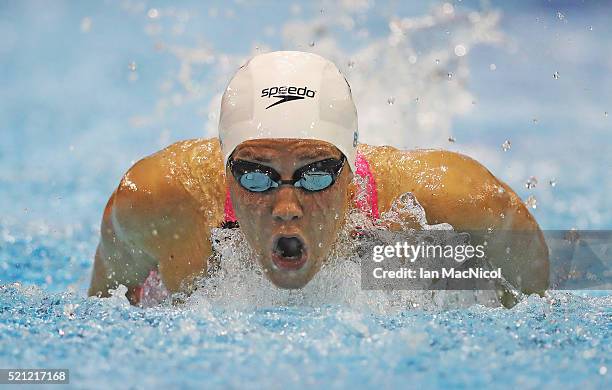 Jemma Lowe competes in the final of the Women's 200m Butterfly during Day Three of The British Swimming Championships at Tollcross International...