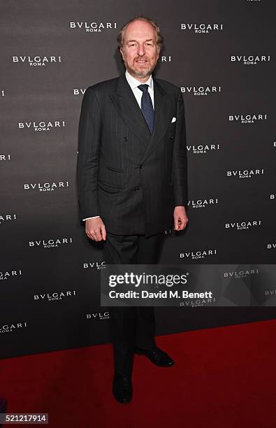 Arturo Artom arrives at the Bulgari flagship store reopening on New Bond Street on April 14, 2016 in London, England.