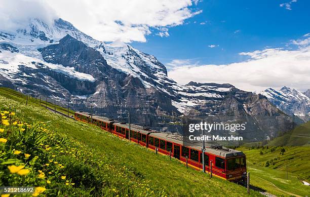 the jungfrau railway in switzerland - wengen fotografías e imágenes de stock