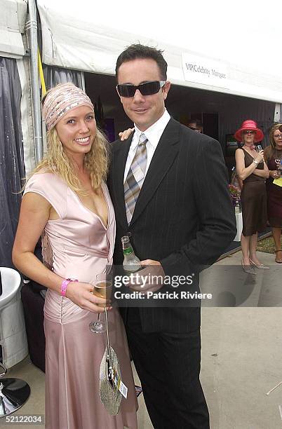 April 2004 - Michael Willesee Jr and friend Katie at the Golden Slipper Racing Carnival held at Rosehill Gardens Racecourse, Rosehill, Sydney,...