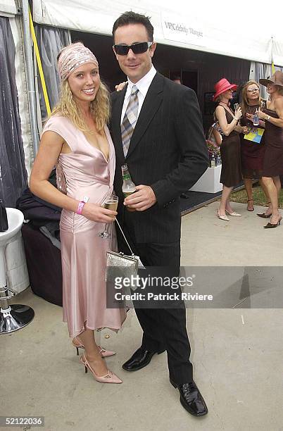 April 2004 - Michael Willesee Jr and friend Katie at the Golden Slipper Racing Carnival held at Rosehill Gardens Racecourse, Rosehill, Sydney,...