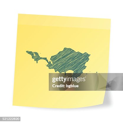 Sint Maarten map on sticky note with scribble effect Sint Maarten map on sticky note with scribble effect