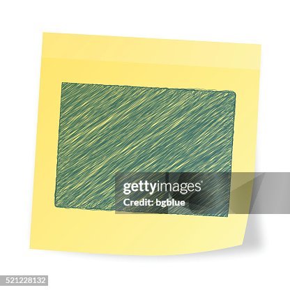 Colorado map on sticky note with scribble effect Colorado map on sticky note with scribble effect