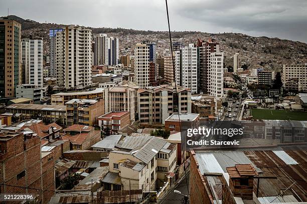 la paz, bolivia cityscape - la paz bolivia stock pictures, royalty-free photos & images