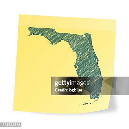 Florida map on sticky note with scribble effect Florida map on sticky note with scribble effect