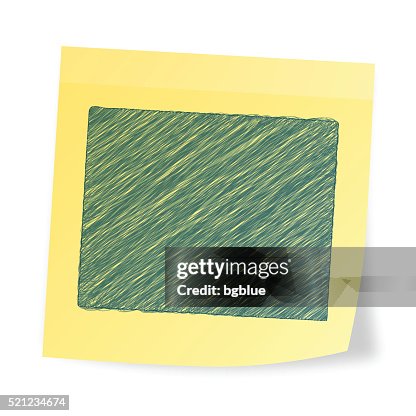 Wyoming map on sticky note with scribble effect Wyoming map on sticky note with scribble effect