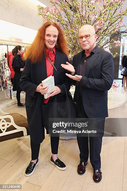 Creative director of American Vogue, Grace Coddington and author William Norwich attend the book signing of his new novel "My Mrs Brown" at Oscar de...