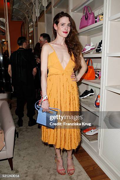 Julia Malik attends the Salvatore Ferragamo Shop Opening on April 14 in Berlin 2016 , Germany.