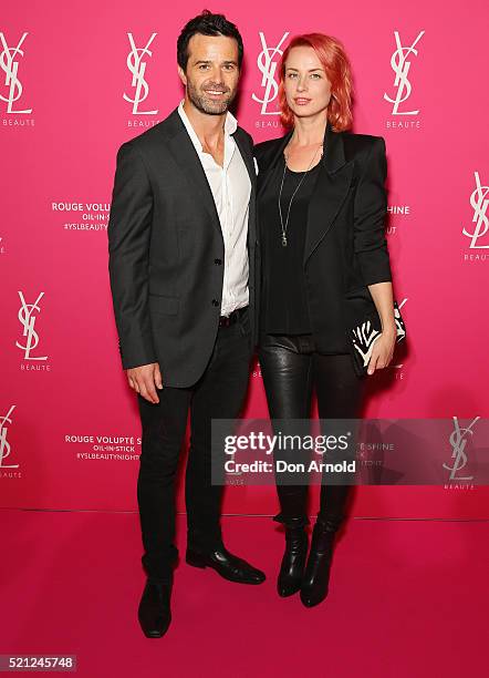 Charlie Clausen and Gemma Lee arrive ahead of a YSL beauty launch at Sydney Town Hall on April 14, 2016 in Sydney, Australia.